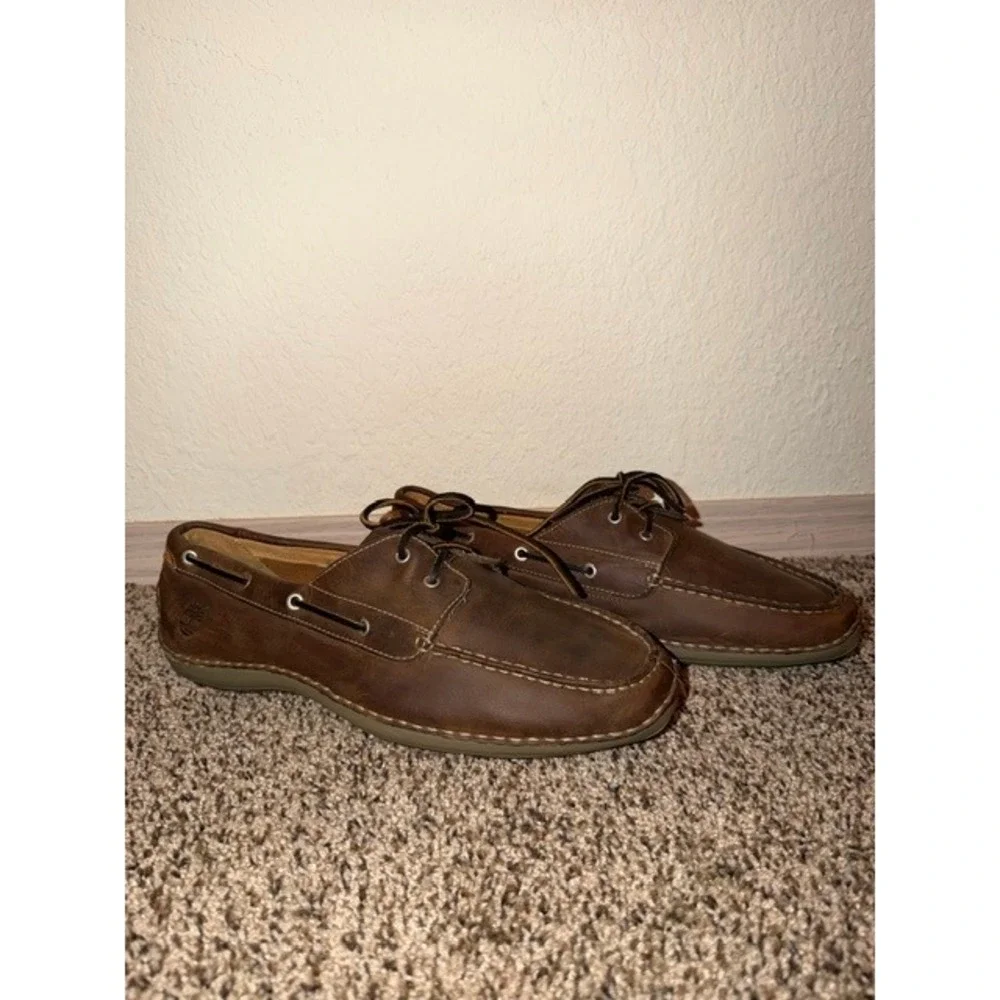 Timberland Mens Brown Leather Boat Shoes Loafers 74017 Size 11M